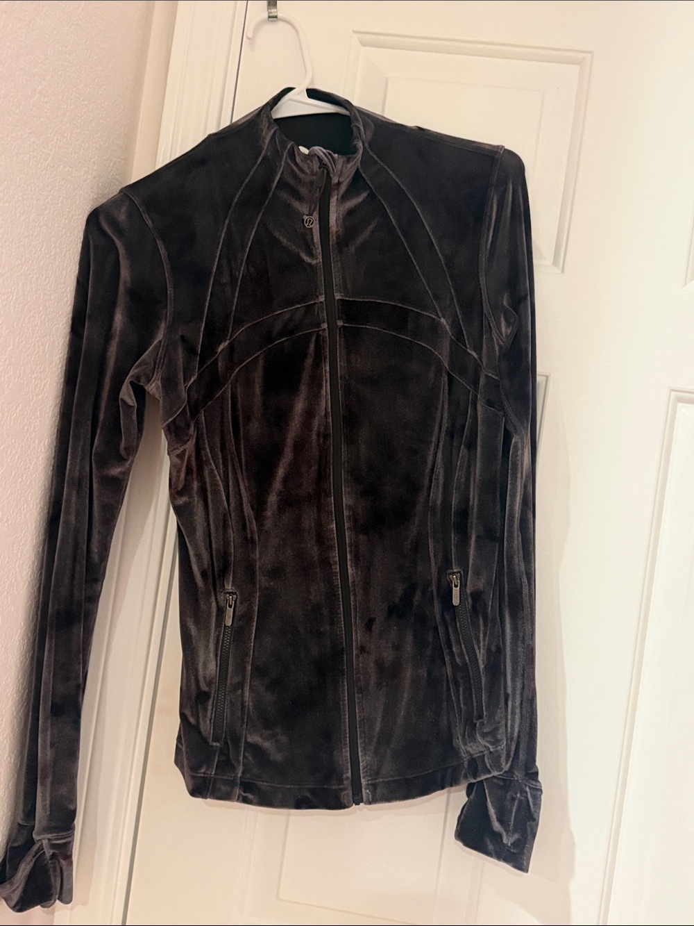 lululemon athletica Black Velvet Zip-Up Bomber Jacket